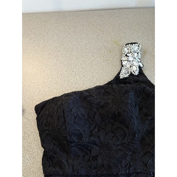 City Triangles Off The Shoulder Black Lace Lined Jewel W/pearls Style S/3 Dress - Picture 3 of 7